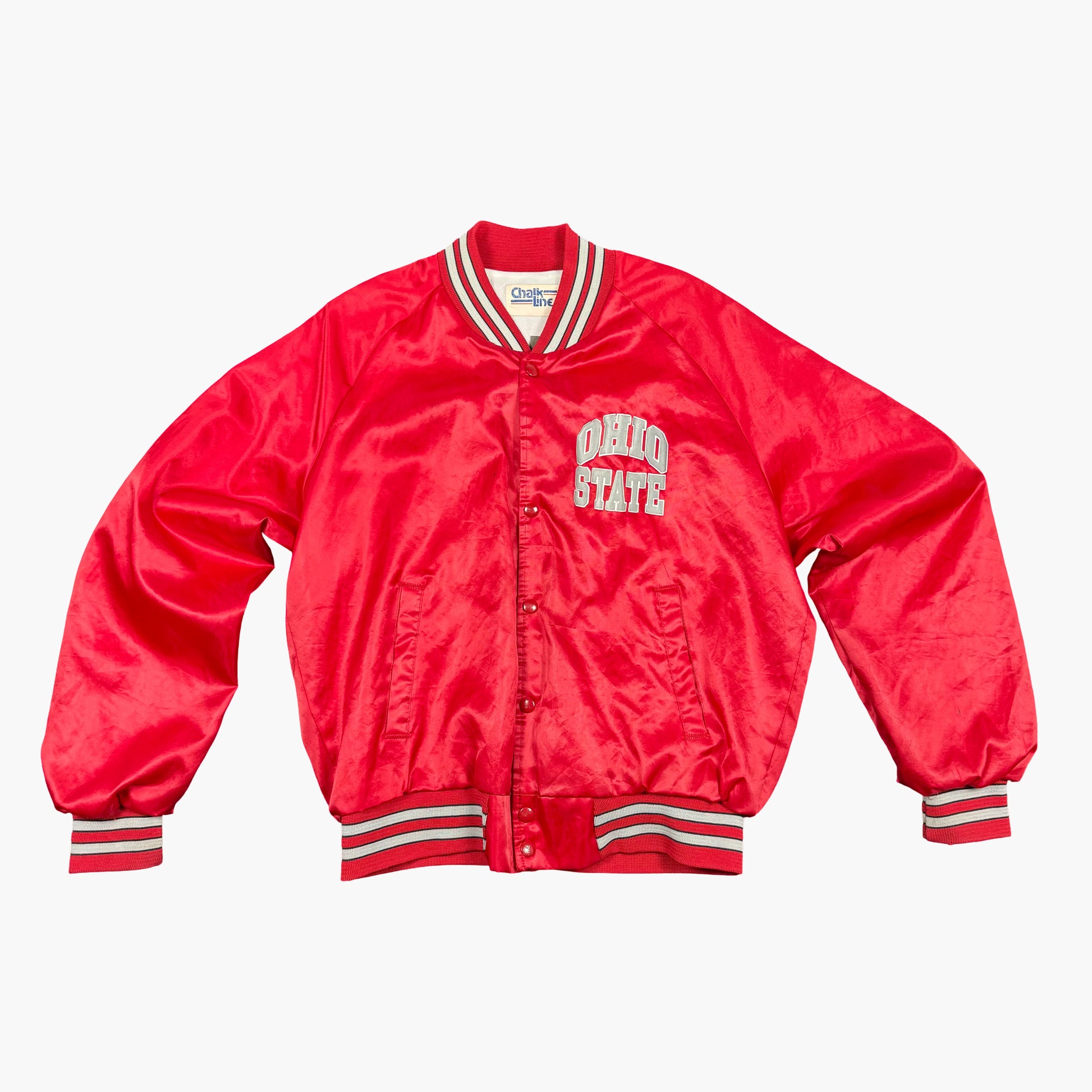 Vintage Chalk Line Satin Varsity Bomber Jacket | M