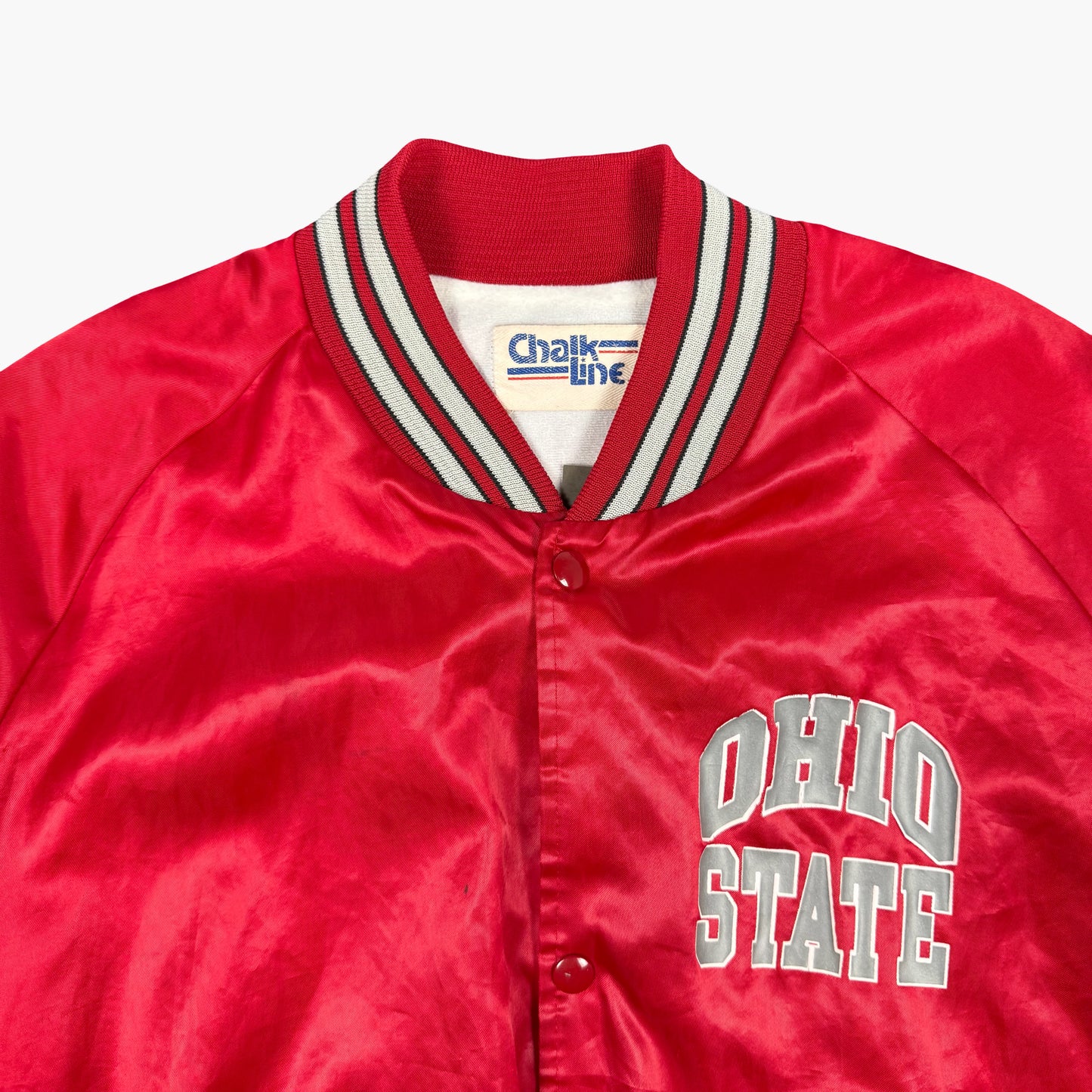 Vintage Chalk Line Satin Varsity Bomber Jacket | M