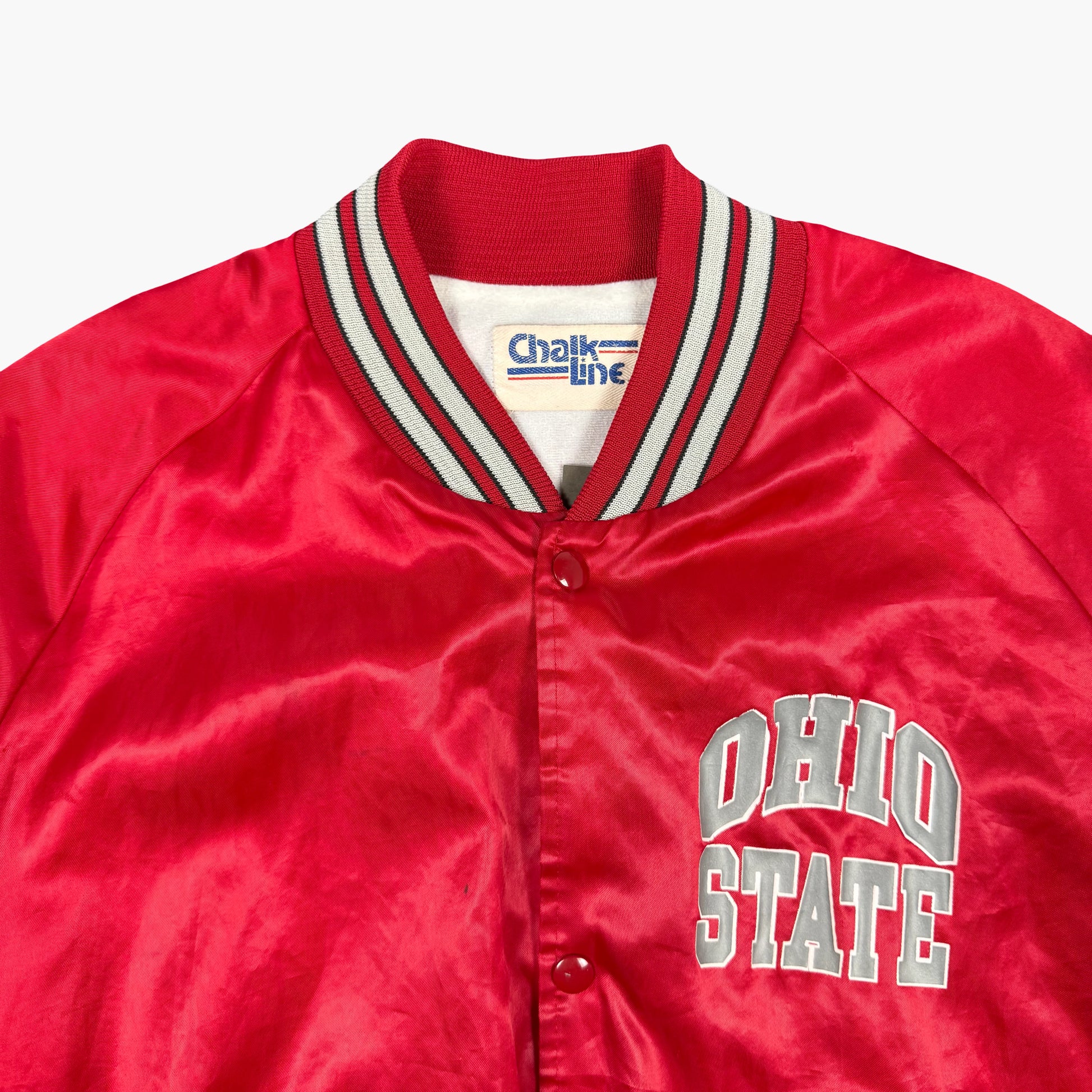 Vintage Chalk Line Satin Varsity Bomber Jacket | M