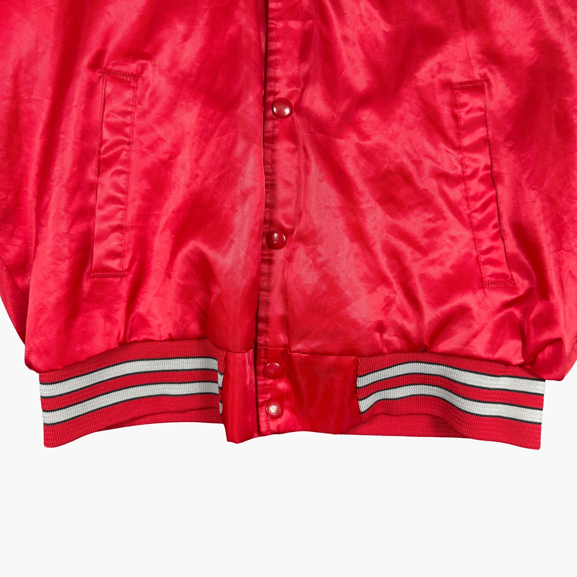 Vintage Chalk Line Satin Varsity Bomber Jacket | M