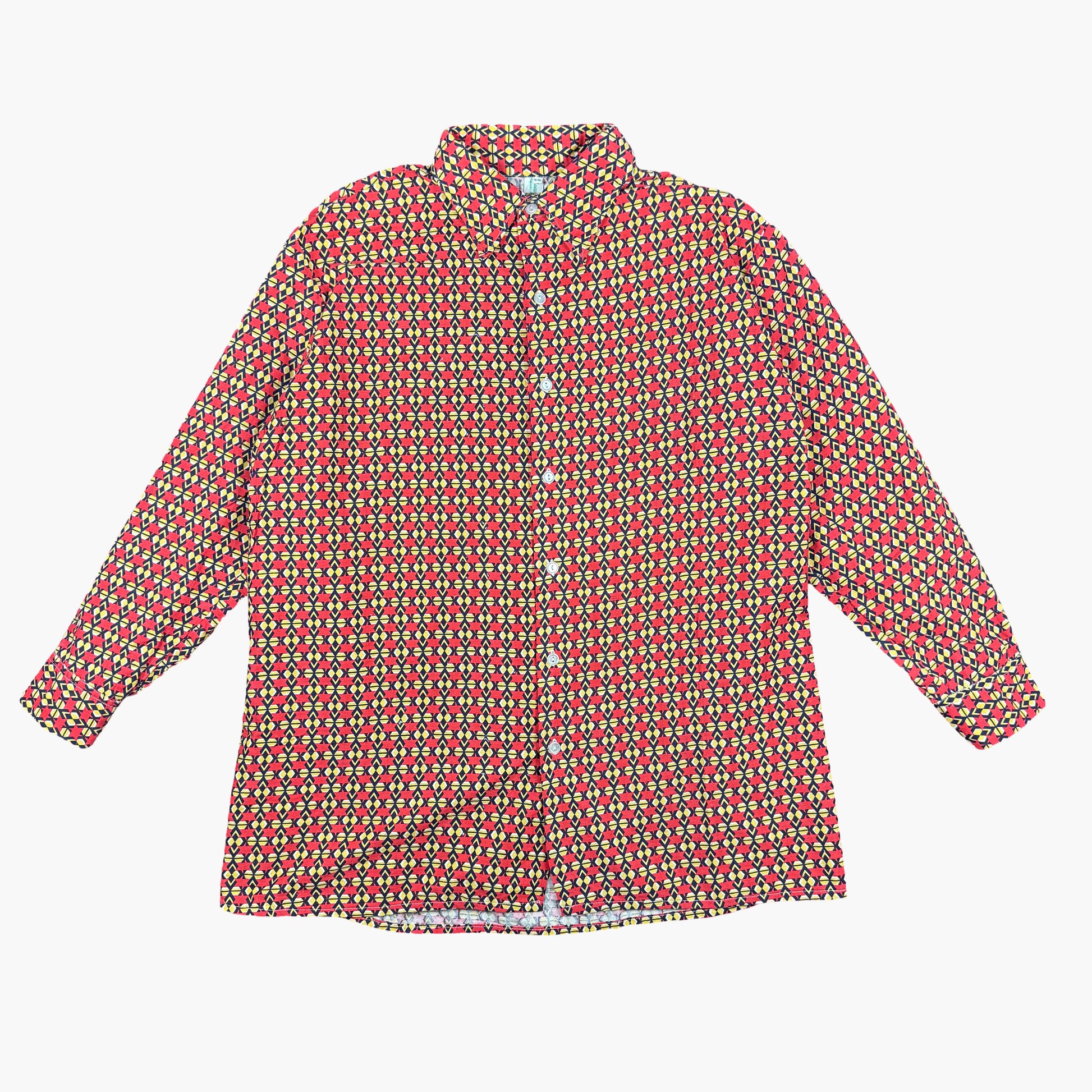 Vintage Long-sleeve Printed Button-up Shirt | L