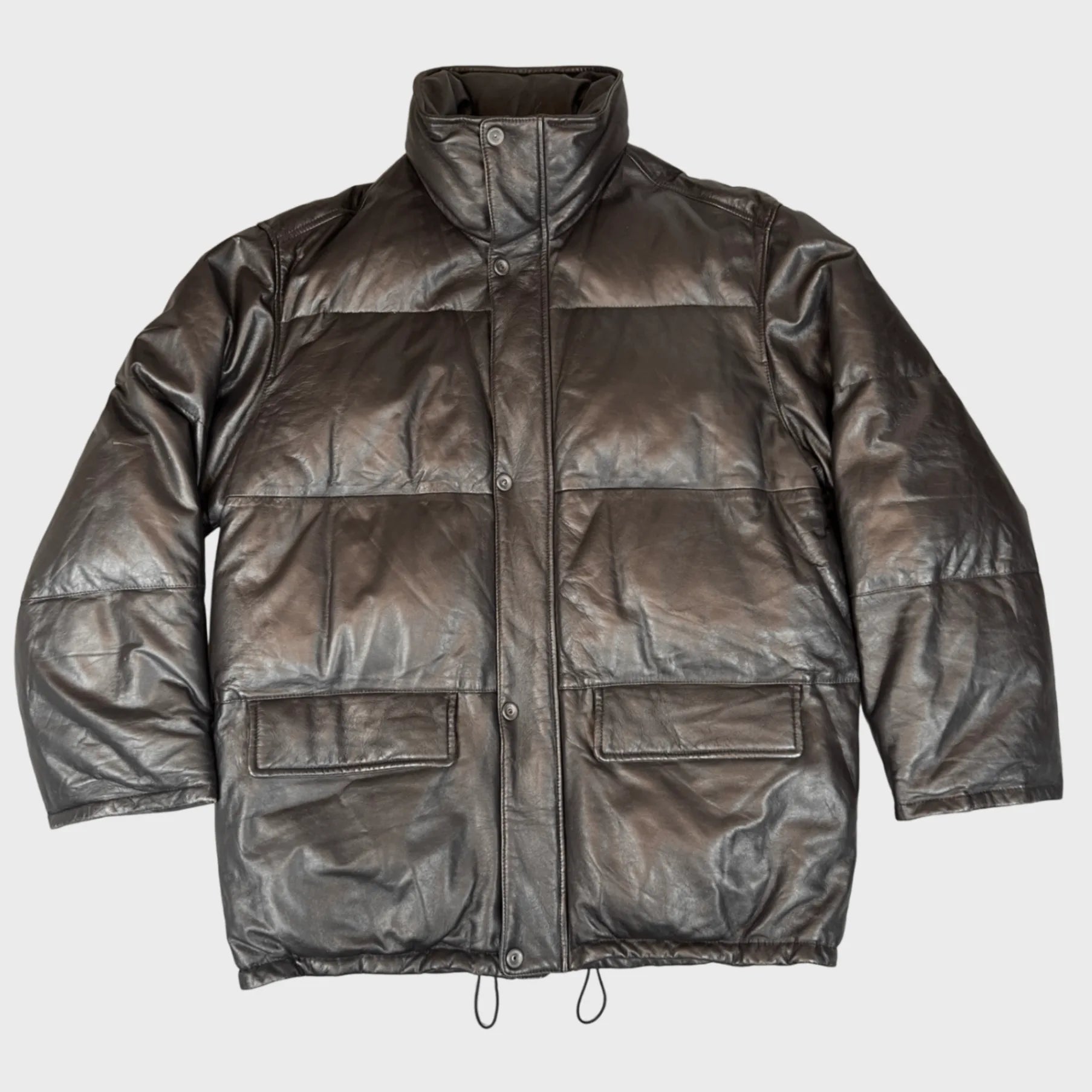 Vintage Puffer Leather Jacket | XXL