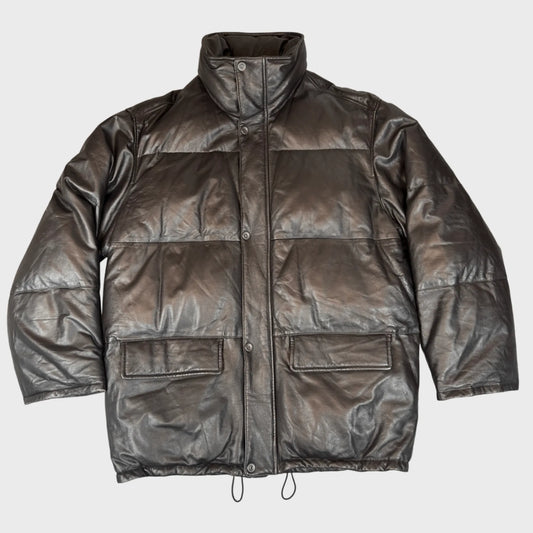 Vintage Puffer Leather Jacket | XXL